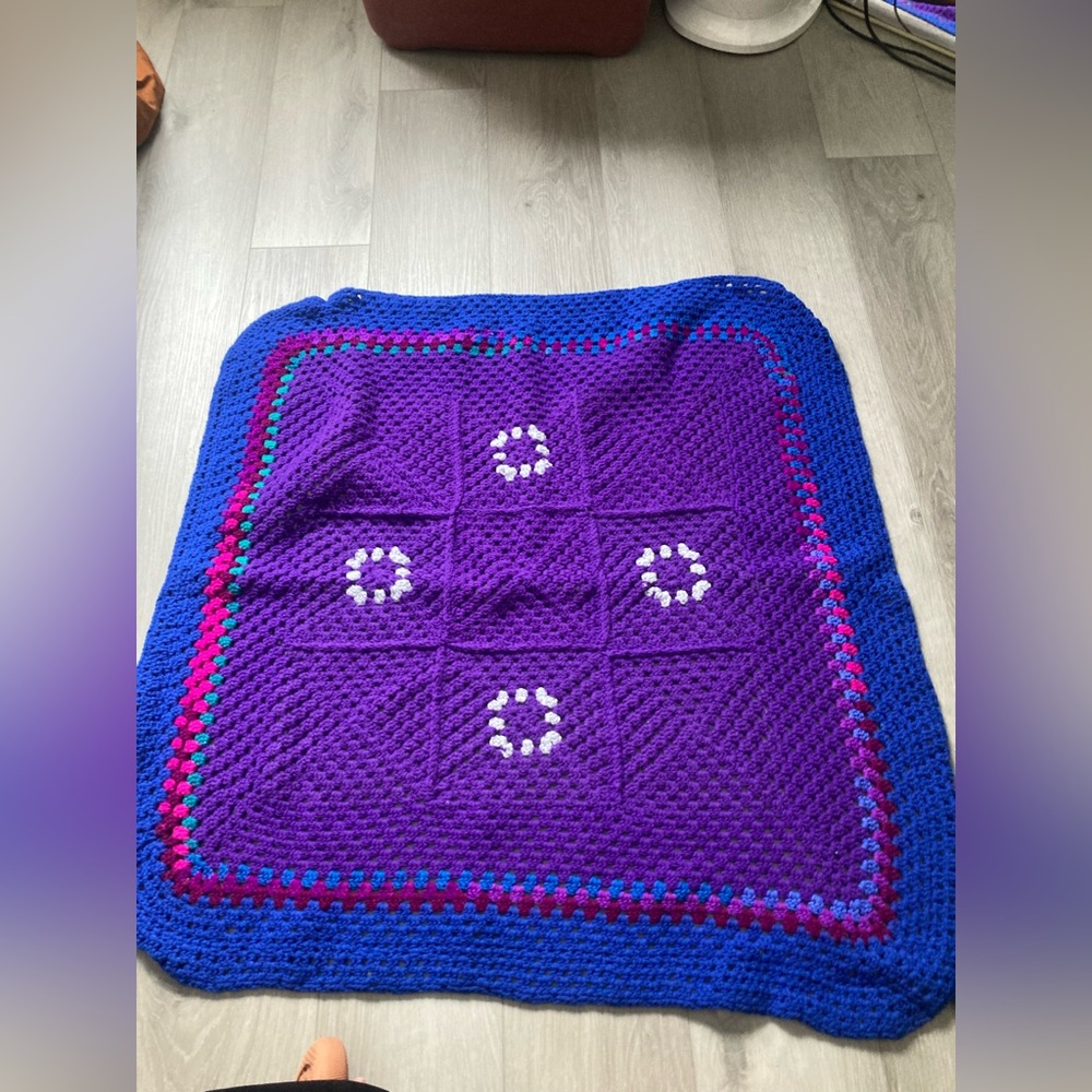 Handmade Purple and Blue Crochet Throw Blanket